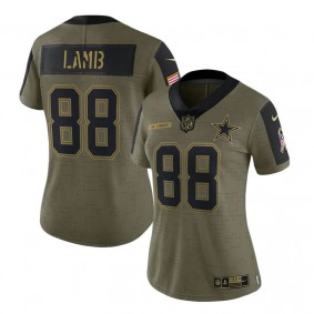 Women's Dallas Cowboys CeeDee Lamb Olive 2021 Salute To Service Limited Player Jersey